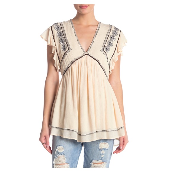 NWT Free People Falling Water Embroidered Top SZ S - Picture 1 of 2